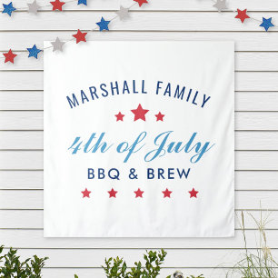 4th of July BBQ and Brew Monogram Tapestry