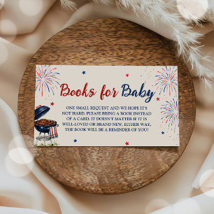 4th of July BBQ Baby Shower Book for Baby Enclosure Card