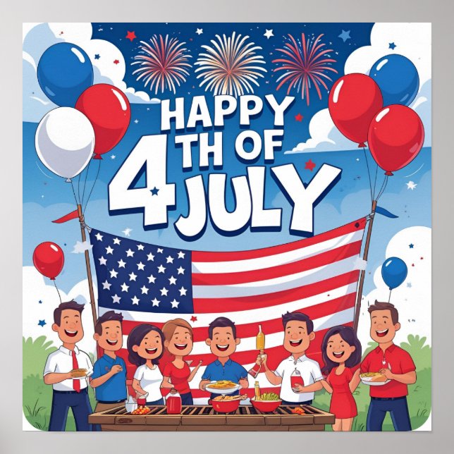4th of July BBQ Celebration Poster Download (Front)