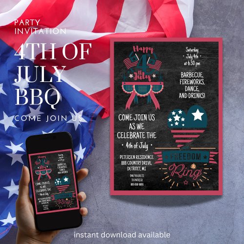 4th of July BBQ Come Join US Invitation