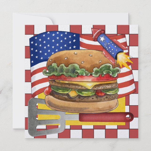 4th of July - BBQ Cook Out ! SRF Invitation (Front)