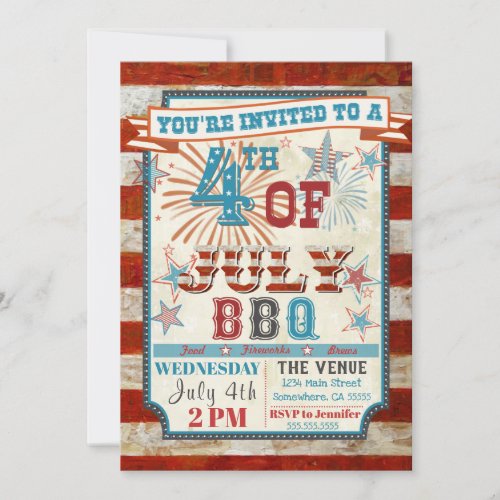 4th of July BBQ Cookout Invitations