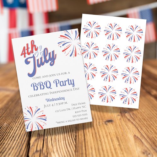 4th of July BBQ Fireworks Invitation