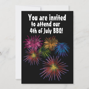 4th OF JULY BBQ FIREWORKS PARTY CUSTOM INVITATIONS