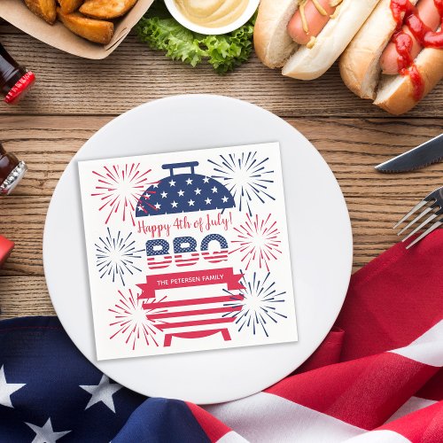 4th of July bbq  fireworks stars and stripes Napkins