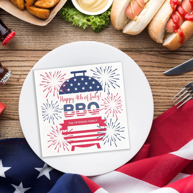 4th of July bbq  fireworks stars and stripes Napkins (Creator Uploaded)