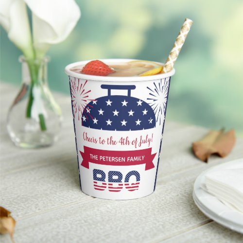 4th of July bbq  fireworks stars and stripes Paper Cups