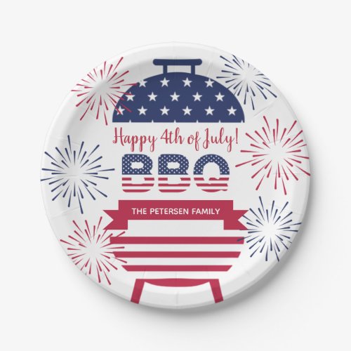 4th of July bbq  fireworks stars and stripes Paper Plates