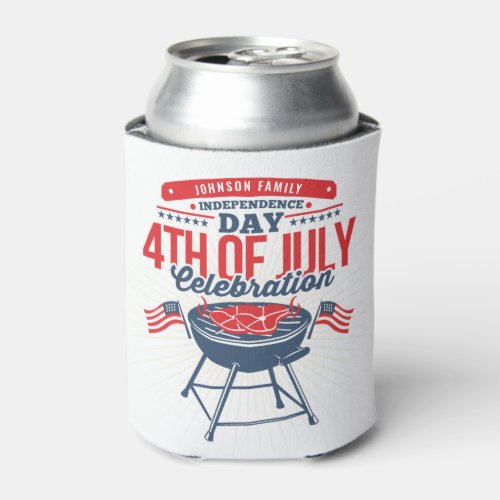 4TH of July BBQ Grill Family Reunion  Can Cooler