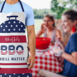 4th of July bbq grill master red and blue barbecue Apron<br><div class="desc">Modern red,  white,  and navy blue 4th of July patriotic elegant barbecue grill master apron with stars,  stripes,  fireworks,  and American flag style lettering.</div>