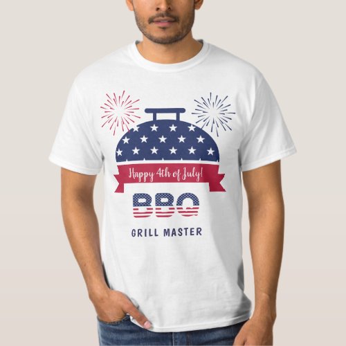 4th of July bbq grill master red and blue barbecue T_Shirt
