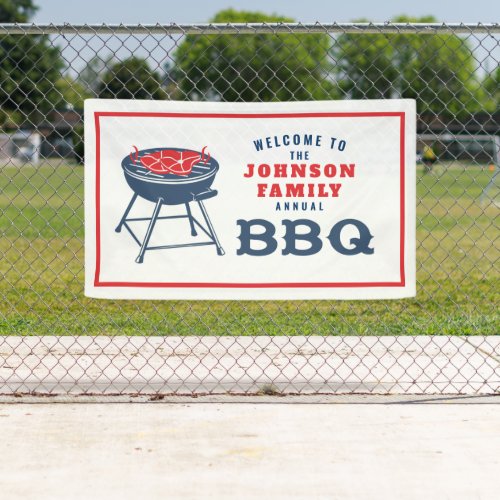 4TH of July BBQ Grill Personalized Family Reunion  Banner