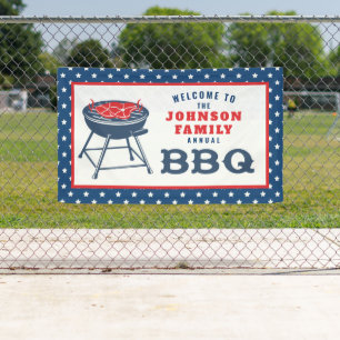 4TH of July BBQ Grill Personalized Family Reunion Banner