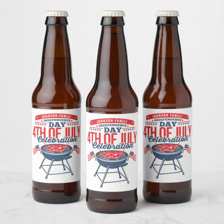 4TH of July BBQ Grill Personalized Family Reunion Beer Bottle ...