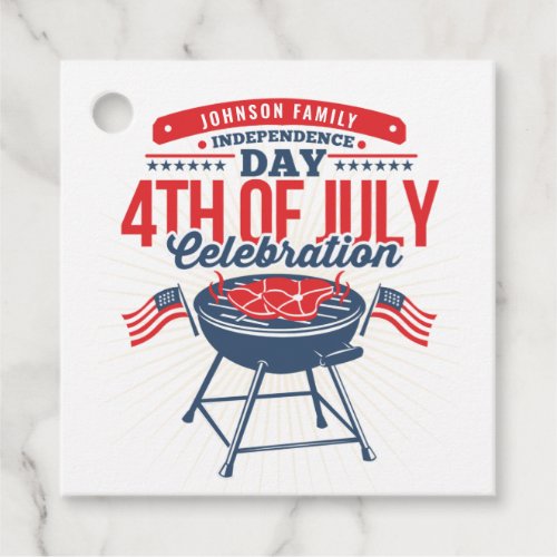 4TH of July BBQ Grill Personalized Family Reunion  Favor Tags