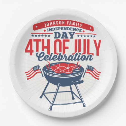 4TH of July BBQ Grill Personalized Family Reunion  Paper Plates