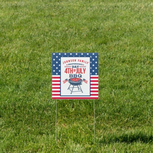 4TH of July BBQ Grill Personalized Family Reunion  Sign