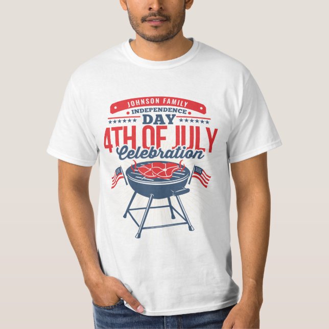 4TH of July BBQ Grill Personalized Family Reunion T-Shirt (Front)