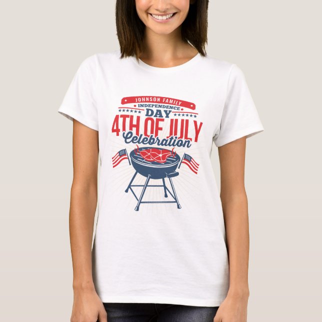 4TH of July BBQ Grill Personalized Family Reunion  T-Shirt (Front)