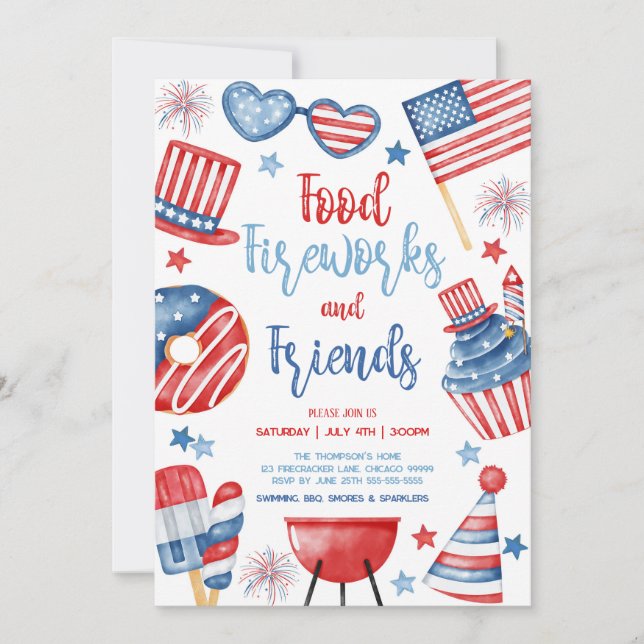4th Of July BBQ Invitation (Front)