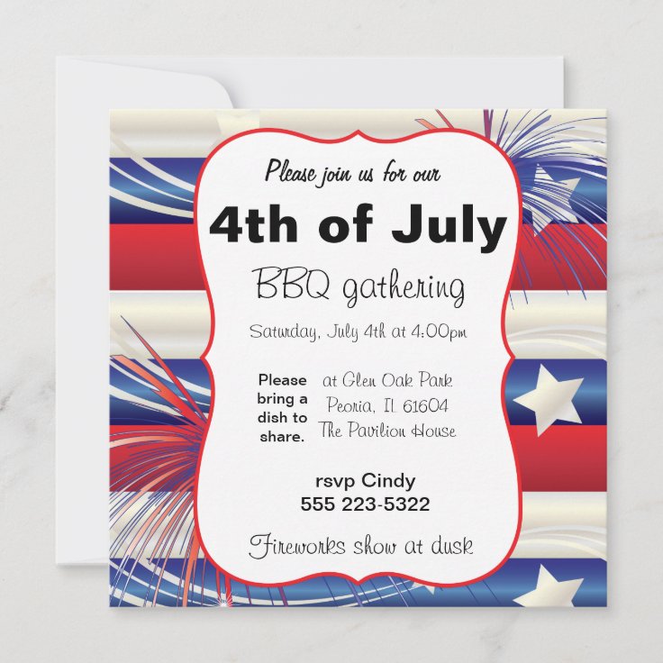 4th of July BBQ Invitation | Zazzle