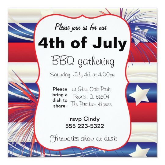 4th Of July Bbq Invitation 