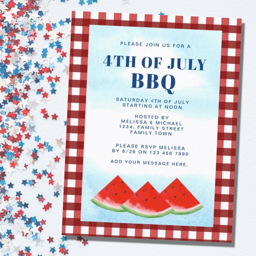 4th Of July BBQ Invitation Postcard