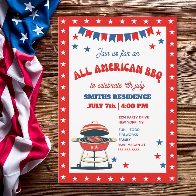 4th of July BBQ Party – ALL AMERICAN BBQ Invitation (Creator Uploaded)
