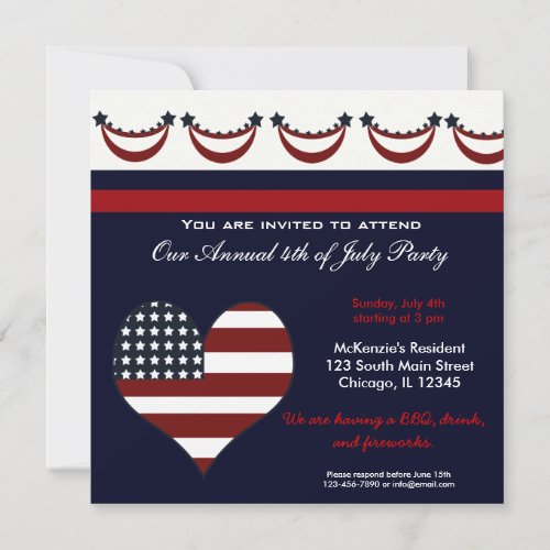 4th of July BBQ Party Invitation