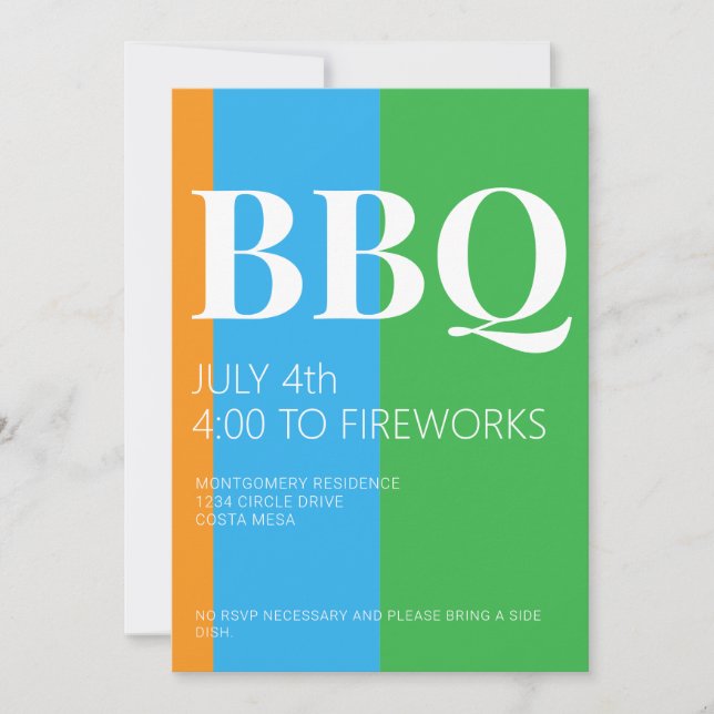 4th of July BBQ Party Invitation (Front)