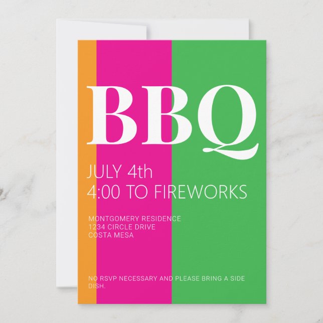 4th of July BBQ Party Invitation (Front)