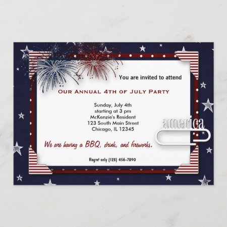 4th Of July Bbq Party Invitation