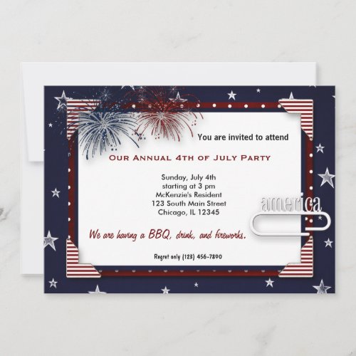4th of July BBQ Party Custom Invites