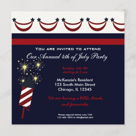 4th Of July Bbq Party Invitation