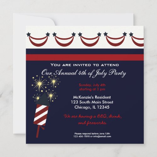 4th of July BBQ Party Invitation