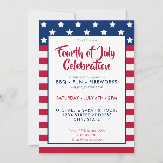 4th of July BBQ Party Invitation (Front)