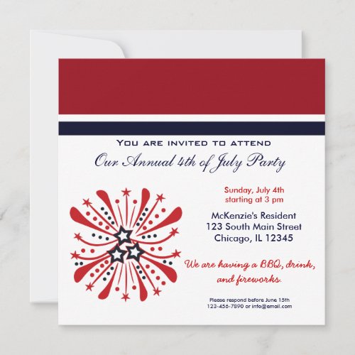 4th of July BBQ Party Invitation