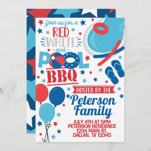 4th of July BBQ Party Invitation Invite