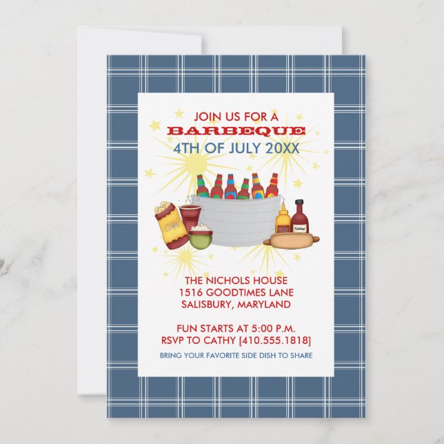 4th of July BBQ Party Invitations (Front)