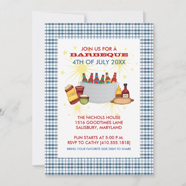 4th of July BBQ Party Invitations (Front)