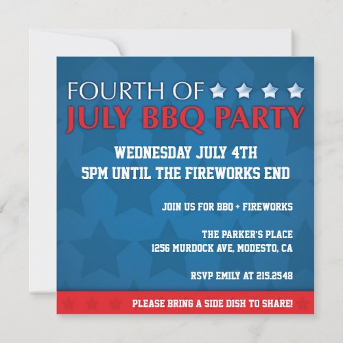 4th of July BBQ Party Invite
