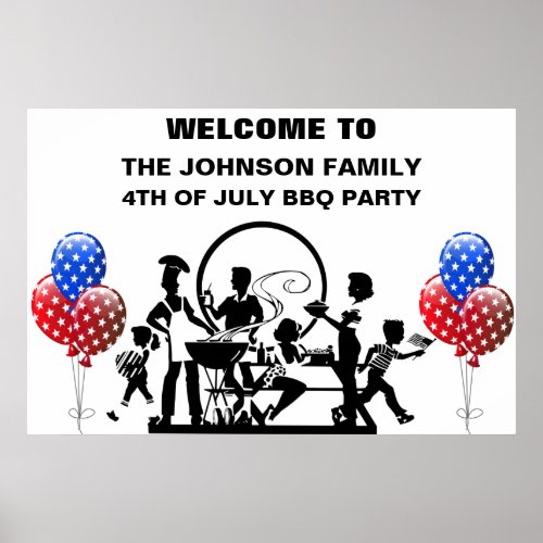 4th Of July BBQ Party Welcome Poster