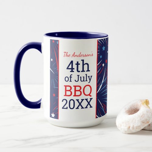 4th of July BBQ Personalized Family Big Mug