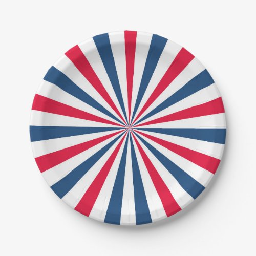 4TH of July BBQ Red White and Blue Burst Paper Plates