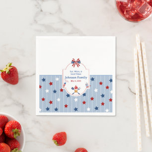 4th of July BBQ Red White Blue Stripes Patriotic Napkins