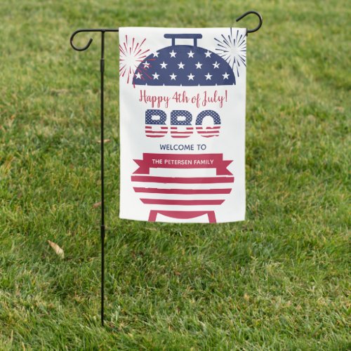 4th of July bbq stars and stripes fireworks Garden Flag