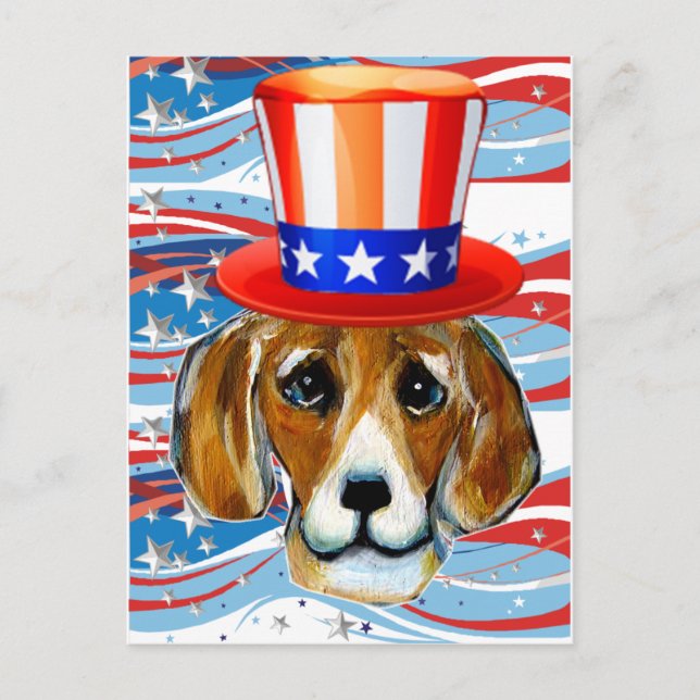 4th of July Beagle Postcard (Front)