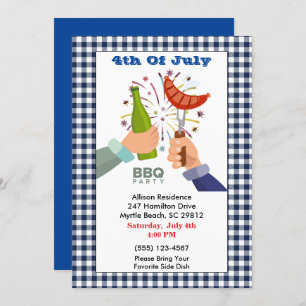 4th of July Beer and Franks BBQ Picnic Party Invit Invitation