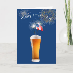 4th Of July Beer With Sparklers Card