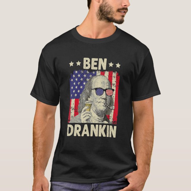 4th Of July Ben Drankin Independence Day Drinking  T-Shirt (Front)